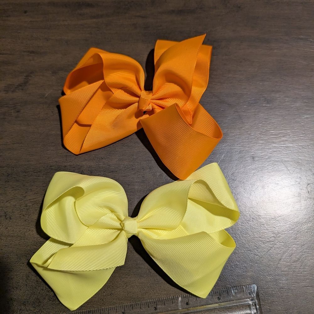 Vibrant Orange and Yellow Hair Bows - Picture 2 of 3